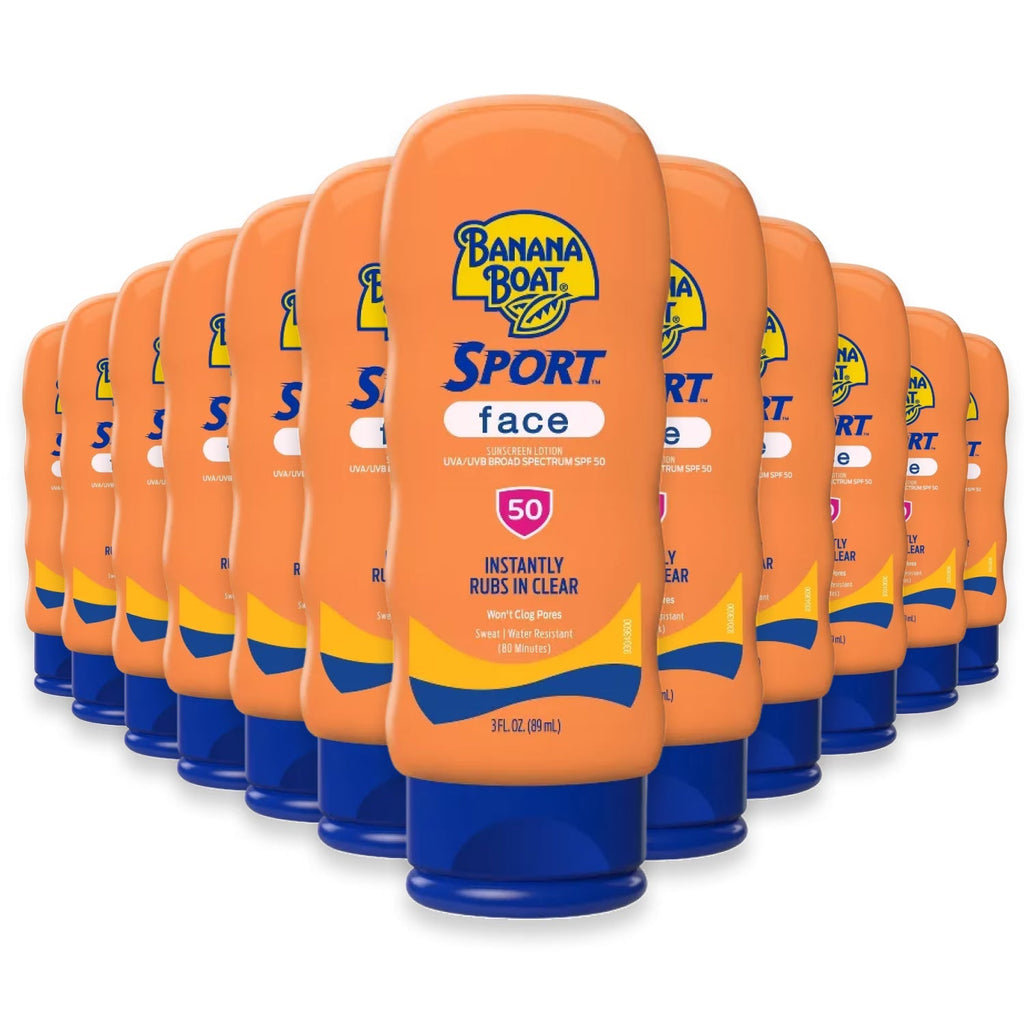Banana Boat Sport Face Sunscreen Lotion, SPF50 - 3oz - 12 Pack